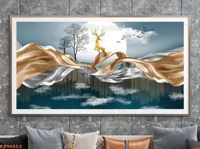 File in lụa File tranh hiện đại pha lê gương KF90853 (chất lượng cao) File tranh hiện đại pha lê gương KF90853