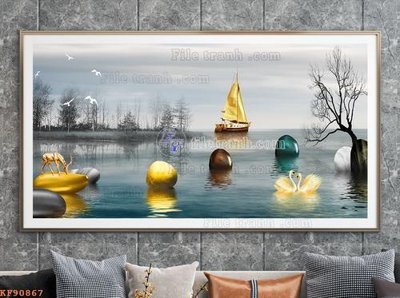 File in trần File tranh hiện đại pha lê gương KF90867 (bản gốc) trời sao