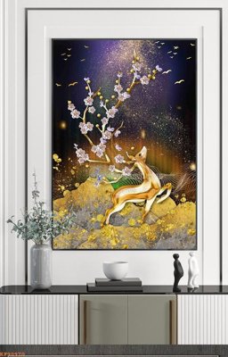 File in mica File tranh hiện đại pha lê gương KF90970 (bản gốc) làm vách ngăn