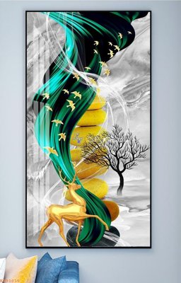 File gốc File tranh hiện đại pha lê gương KF91015 (in lụa) tranh mã đáo