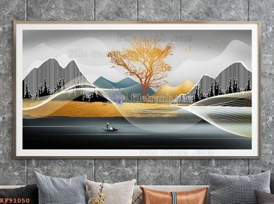 File in trần File tranh hiện đại pha lê gương KF91050 (bản gốc) hoa văn