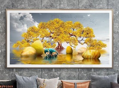 File tranh quảng cáo File tranh hiện đại pha lê gương KF91069 (file gốc) chuyên nghiệp