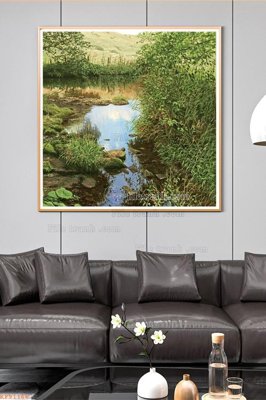 Download file gốc File tranh hiện đại pha lê gương KF91166 (in lụa) hoa lá