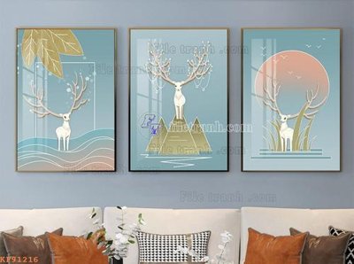 Hình ảnh file gốc File tranh hiện đại pha lê gương KF91216 cho in UV