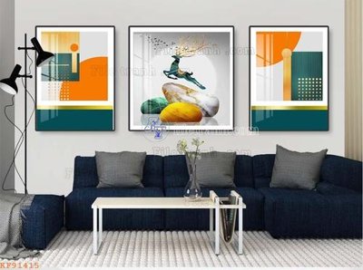 Hình ảnh file gốc in trần nhà File tranh hiện đại pha lê gương KF91415