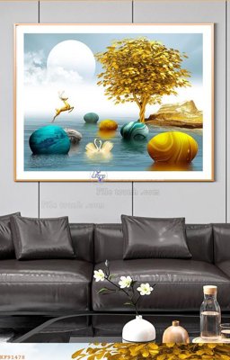 File tranh PSD File tranh hiện đại pha lê gương KF91478 chất lượng cao