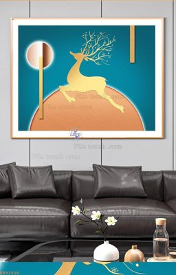 File tranh File tranh hiện đại pha lê gương KF91526 (file gốc) chủ đề phong thủy