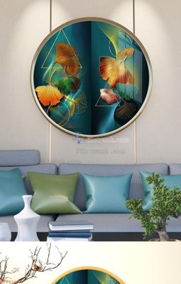 File gốc File tranh hiện đại pha lê gương KF92143 (in lụa) hoa văn cổ điển