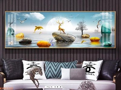 File tranh gốc in trần nhà File tranh hiện đại pha lê gương KF92305 3D