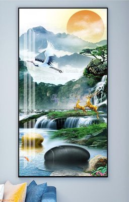 File gốc File tranh hiện đại pha lê gương KF92876 (in lụa) tranh thuận buồm