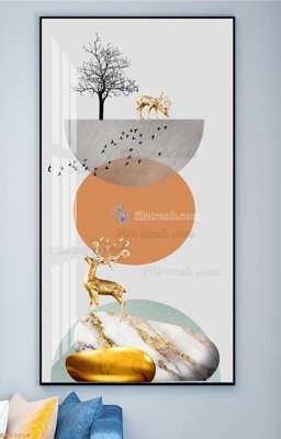 File tranh File tranh hiện đại pha lê gương KF93026 (file gốc) chủ đề phong thủy