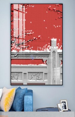 File gốc File tranh hiện đại pha lê gương KF93181 (in lụa) họa tiết 3D