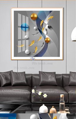 File PSD File tranh hiện đại pha lê gương KF93364 (bản gốc) đã tách nền