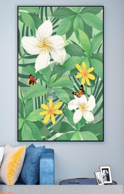 Hình ảnh file gốc in trần nhà File tranh hiện đại pha lê gương KF93441