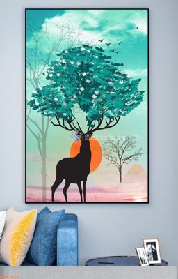 File gốc File tranh hiện đại pha lê gương KF93630 (in lụa) hoa văn cổ điển