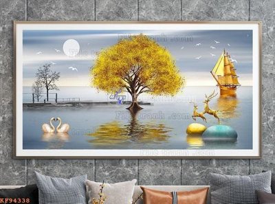 File gốc File tranh hiện đại pha lê gương KF94338 (trang trí) phòng ngủ