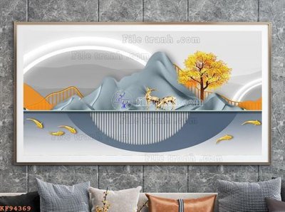 File in mica File tranh hiện đại pha lê gương KF94369 (bản gốc) siêu trong