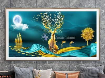 File ảnh File tranh hiện đại pha lê gương KF94377 (gốc) in decal dán tường