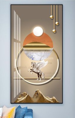 File tranh File tranh hiện đại pha lê gương KF94728 (file gốc) chủ đề phong thủy