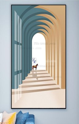 File in mica File tranh hiện đại pha lê gương KF94787 (bản gốc) làm vách ngăn