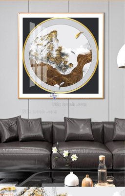 Hình ảnh file gốc in trần nhà File tranh hiện đại pha lê gương KF94795