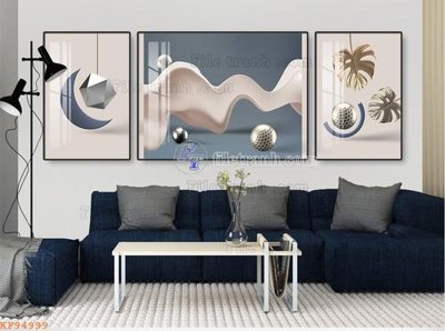 File tranh in trần 3D File tranh hiện đại pha lê gương KF94999 (ảnh gốc)