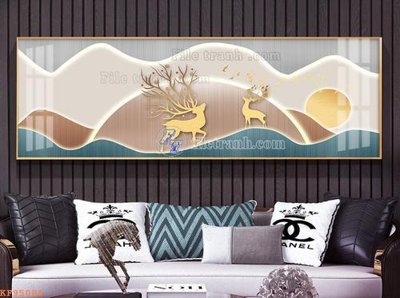 File tranh File tranh hiện đại pha lê gương KF95086 (file gốc) chủ đề phong thủy