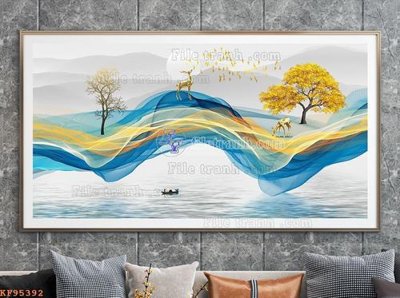 File gốc File tranh hiện đại pha lê gương KF95392 (in lụa) họa tiết 3D