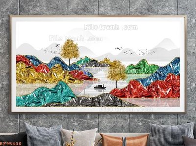 Download file File tranh hiện đại pha lê gương KF95406 (gốc) in mica đèn LED