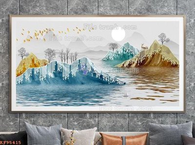 File in trần File tranh hiện đại pha lê gương KF95415 (bản gốc 3D) sống động