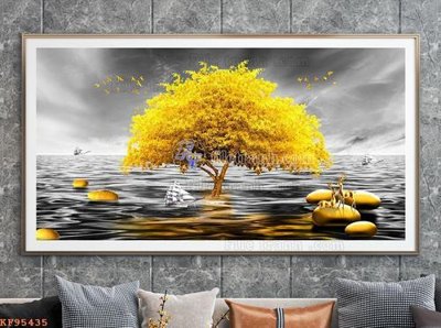 File gốc File tranh hiện đại pha lê gương KF95435 (in lụa) tranh mã đáo