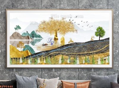 File gốc File tranh hiện đại pha lê gương KF95448 (chuẩn CMYK) cho nhà in