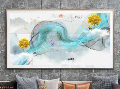 Tải file File tranh hiện đại pha lê gương KF95516 (PSD) cho in tranh 3D