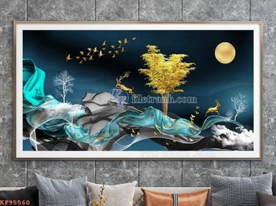 Tải file File tranh hiện đại pha lê gương KF95560 (gốc) chủ đề hoa sen