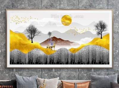 Ảnh gốc File tranh hiện đại pha lê gương KF95591 (siêu chi tiết) để in ấn