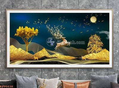 File gốc File tranh hiện đại pha lê gương KF95638 (in lụa) họa tiết 3D