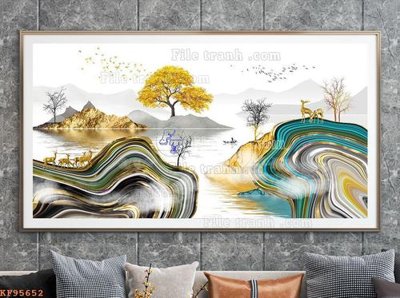 Tải file gốc in lụa File tranh hiện đại pha lê gương KF95652 siêu nét