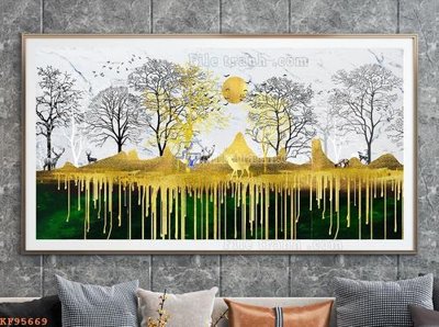 File in trần File tranh hiện đại pha lê gương KF95669 (bản gốc) đại dương