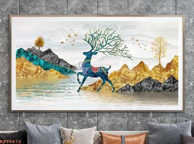 File gốc File tranh hiện đại pha lê gương KF95672 (in lụa) tranh mã đáo