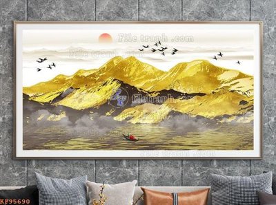 File in trần File tranh hiện đại pha lê gương KF95690 (bản gốc) hoa văn