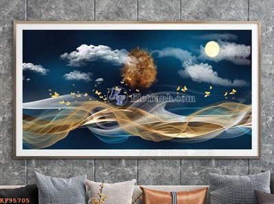 File gốc in tráng gương File tranh hiện đại pha lê gương KF95705 chi tiết