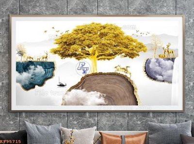 File tranh File tranh hiện đại pha lê gương KF95715 (gốc) chủ đề động vật