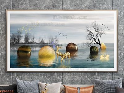 Ảnh gốc File tranh hiện đại pha lê gương KF95733 (siêu chi tiết) để in ấn