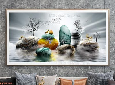 Tải file File tranh hiện đại pha lê gương KF95795 (PSD) cho in tranh 3D
