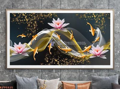 Download file gốc File tranh hiện đại pha lê gương KF95825 (in lụa) tranh 3D