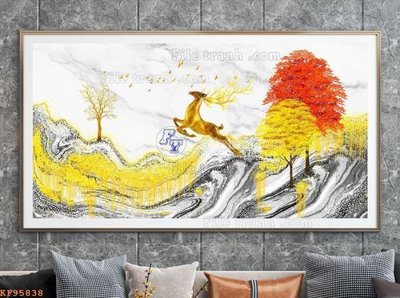 File gốc File tranh hiện đại pha lê gương KF95838 (chuẩn màu) cho in offset