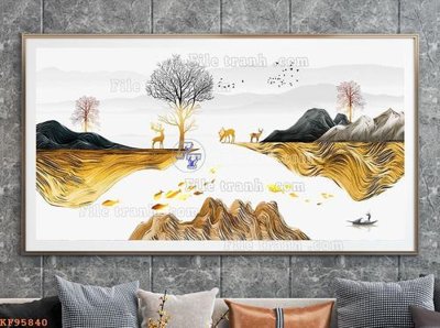 File gốc File tranh hiện đại pha lê gương KF95840 (in tráng gương) ốp tường