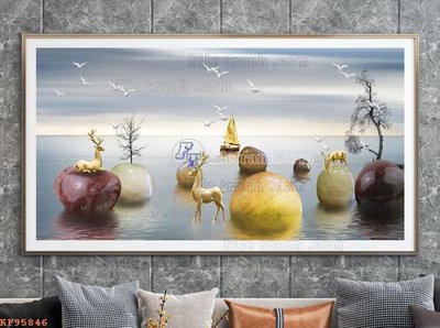 File in ấn File tranh hiện đại pha lê gương KF95846 (bản gốc) cao cấp