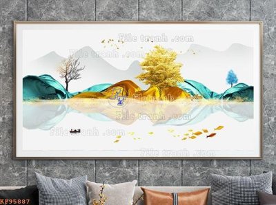 File in lụa File tranh hiện đại pha lê gương KF95887 (phong cảnh) File tranh hiện đại pha lê gương KF95887