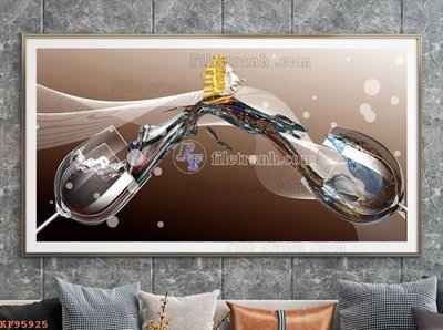 Download file gốc File tranh hiện đại pha lê gương KF95925 (in lụa) tranh 3D